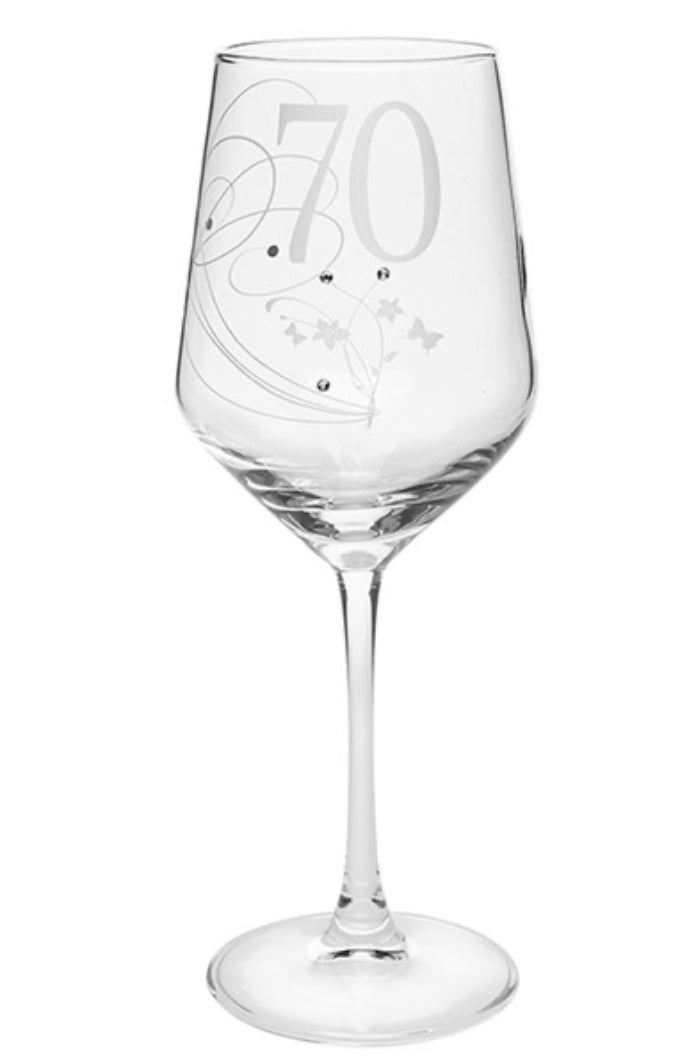 70th Butterfly Wine Glass