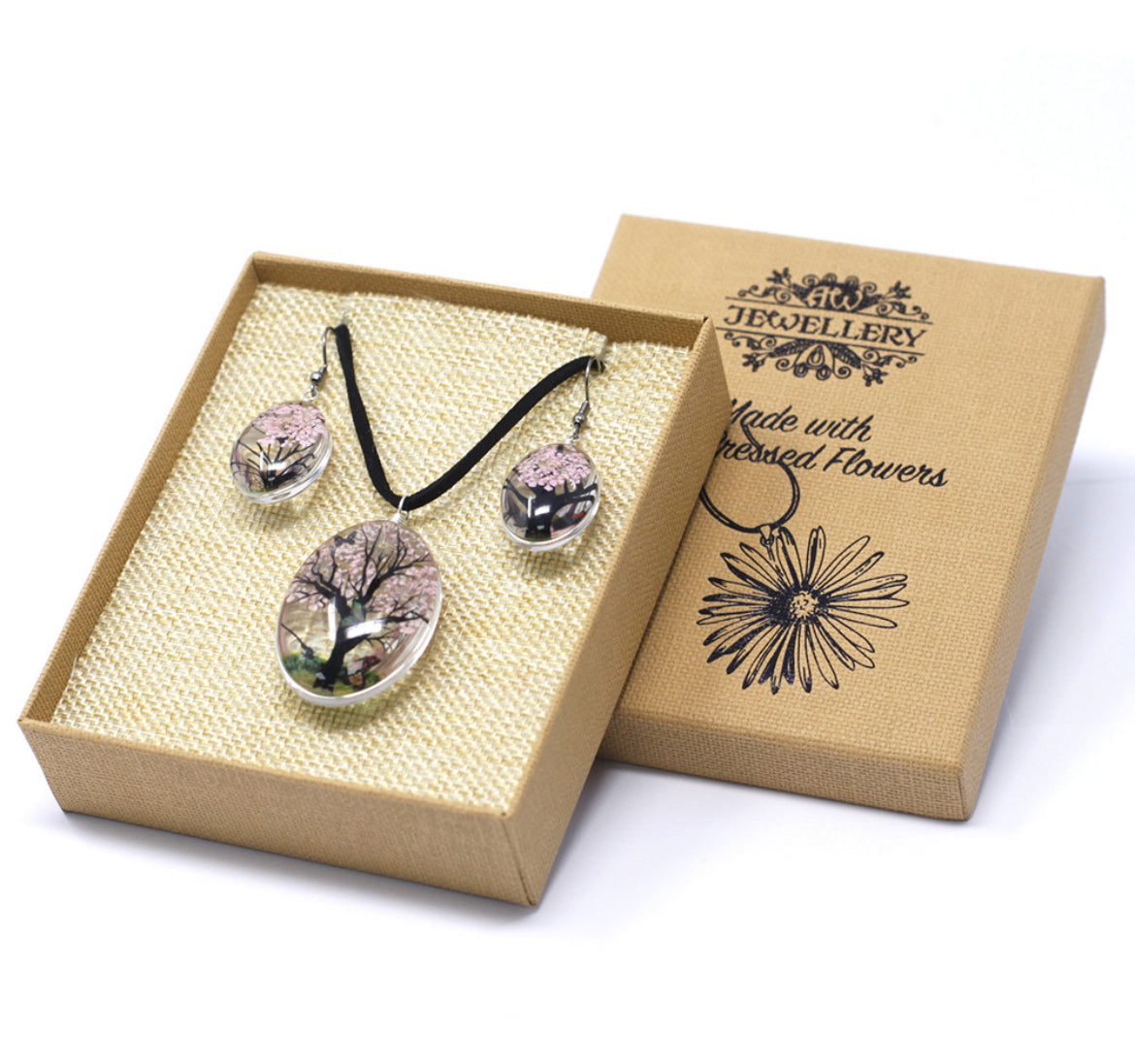 Pressed Flowers Tree of Life set Pink