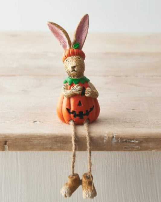 PUMPKIN RABBIT SHELF SITTER, 4.5CM