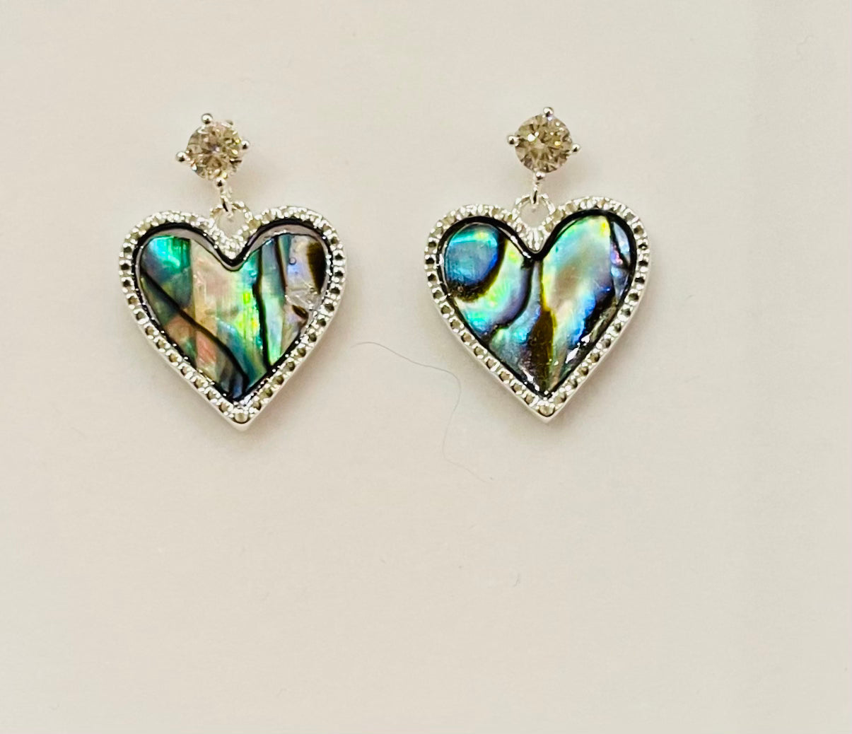 Paua Shell Silver Plated Pretty Heart Earrings
