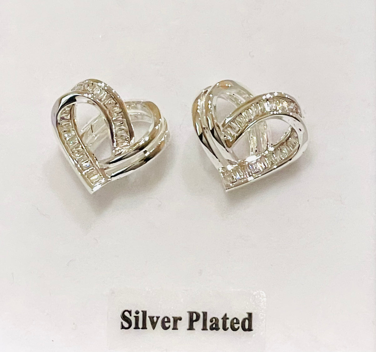 Crossover Heart Silver Plated Earrings