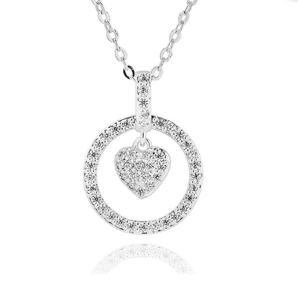 Encircled Heart Silver Plated Necklace