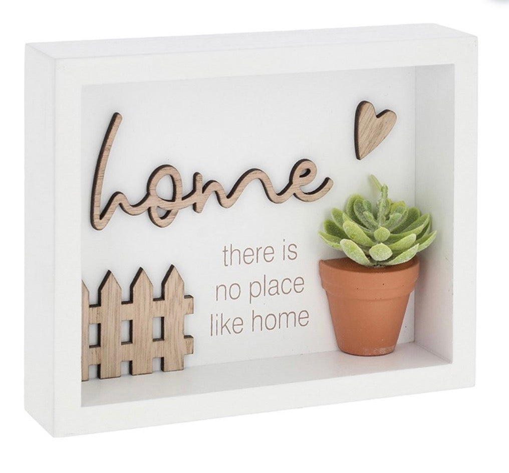 There Is No Place Like Home Plaque With Plant