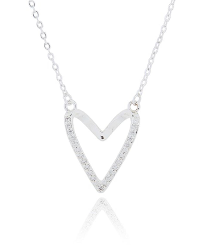 Silver Plated 3D Heart Necklace