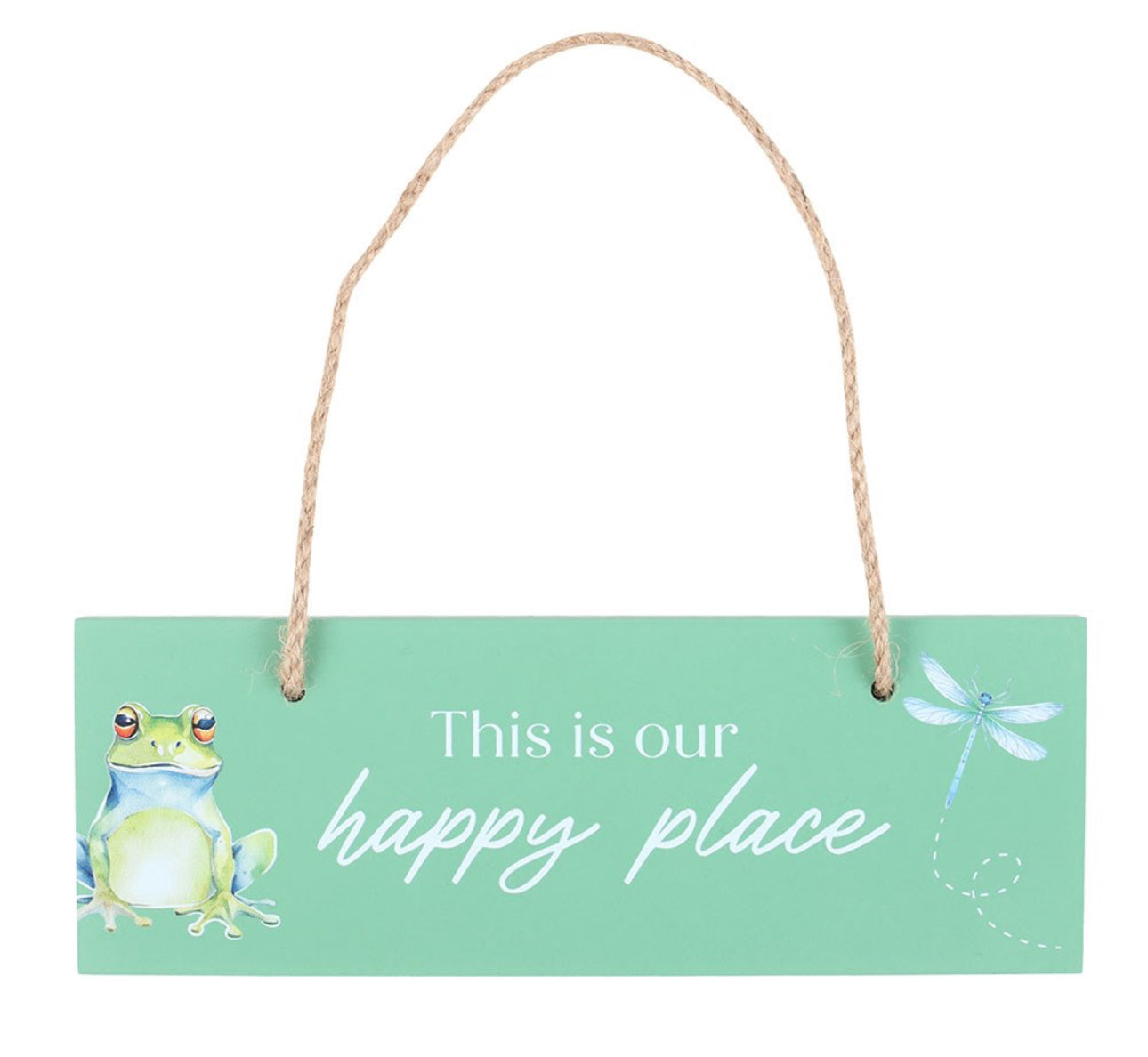 LIGHT GREEN THIS IS OUR HAPPY PLACE HANGING SIGN
