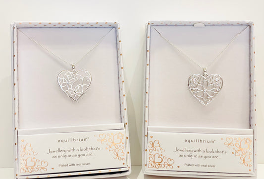 Silver Plated Filigree Heart Necklaces