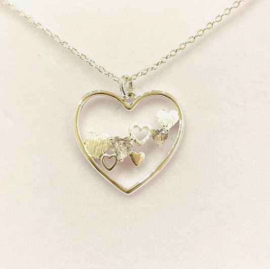 Silver Ice multi Heart Necklace