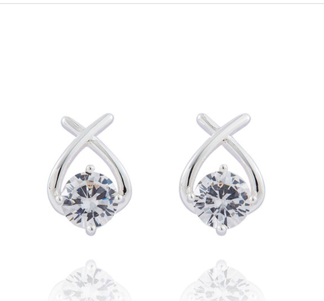 Kiss Silver Plated Suspended Sparkle Earrings