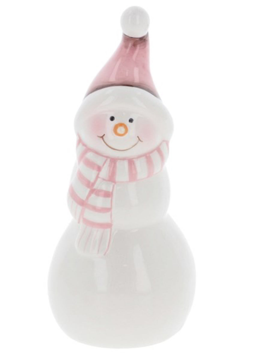 Pastel Pink Tall Snowman