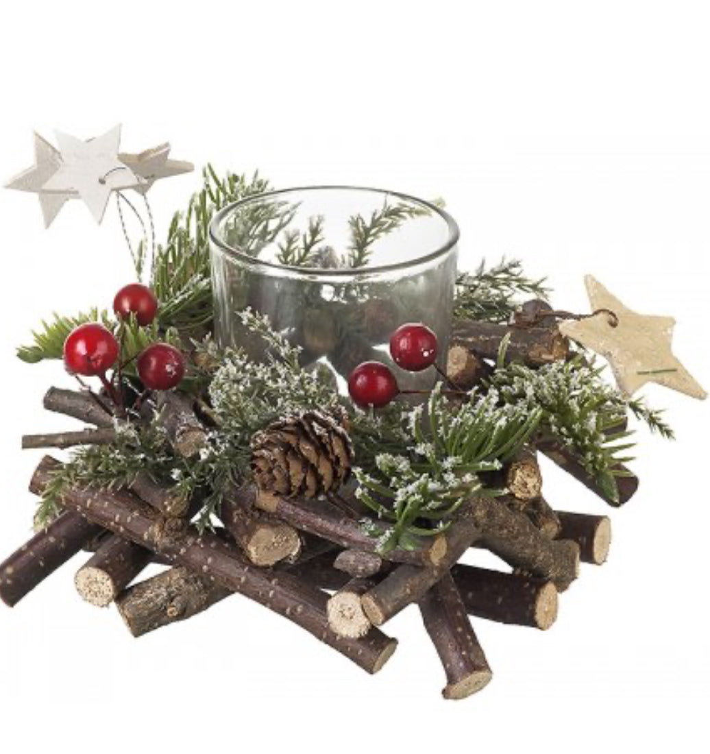 BERRY & TWIG CANDLE HOLDER 12CM
