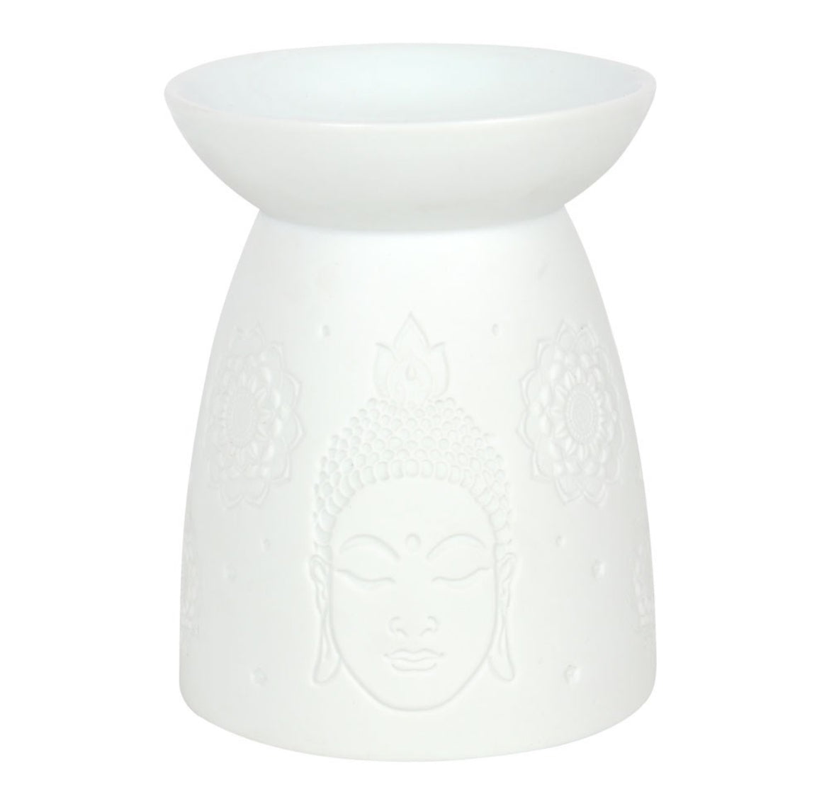 WHITE CERAMIC BUDDHA FACE OIL BURNER