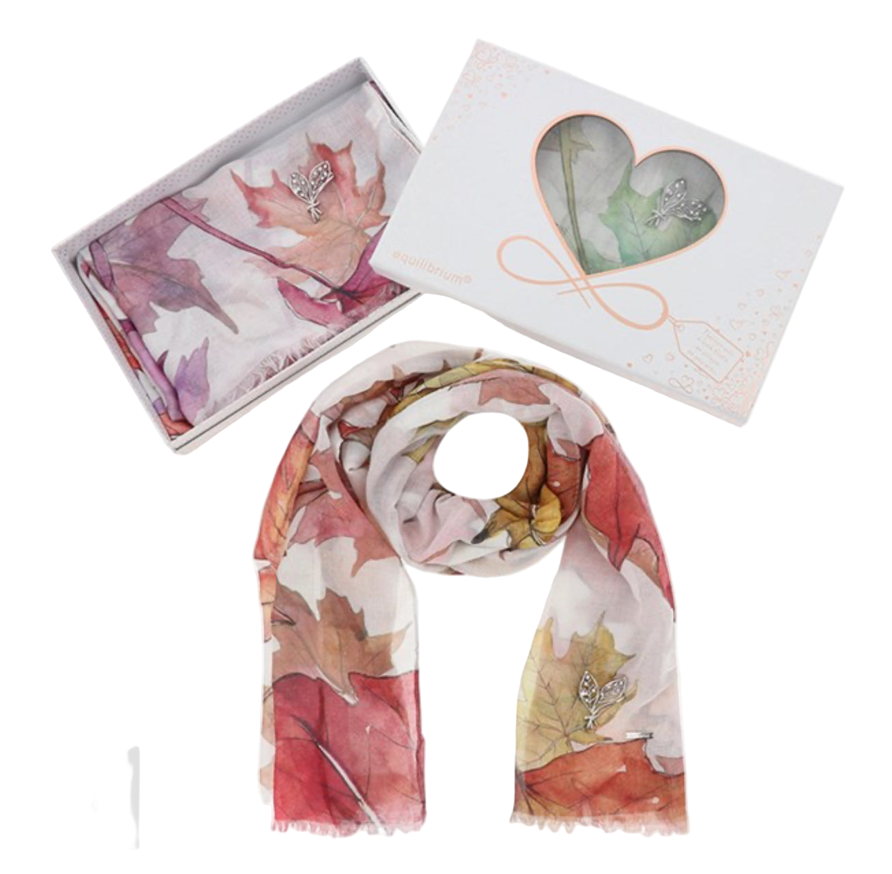 Falling Leaves Scarf & Brooch Set