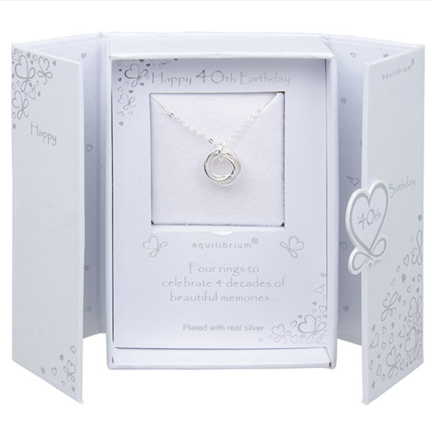 Age 40 Four Rings Silver Plated Necklace