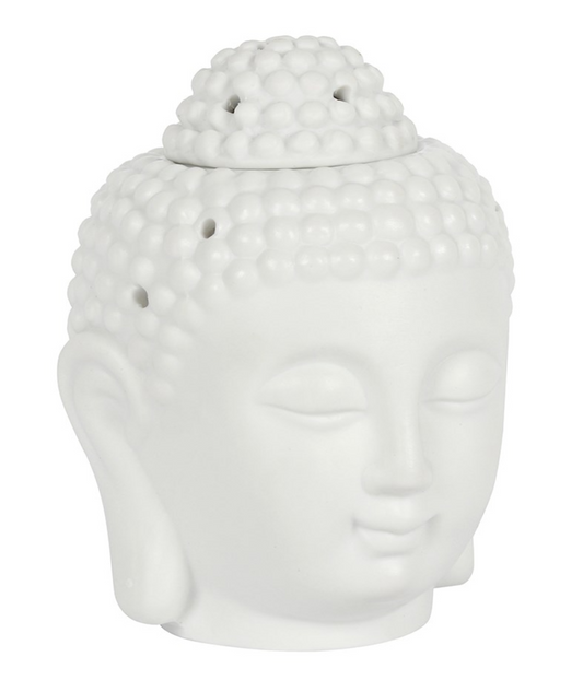 WHITE BUDDHA HEAD OIL BURNER 13CM