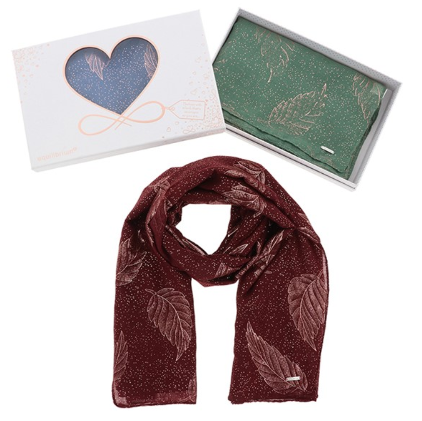 Metallic Leaves Boxed Scarf