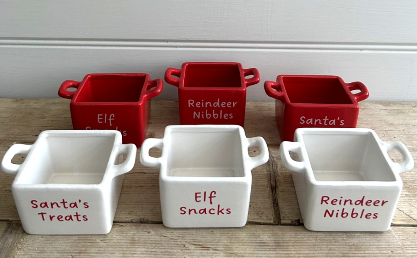 6asst Ceramic Christmas Snack Bowl 10x8cm