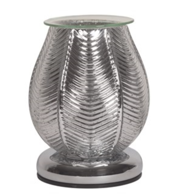 Ribbed Grey Lustre Electric Wax Melter Touch 18cm