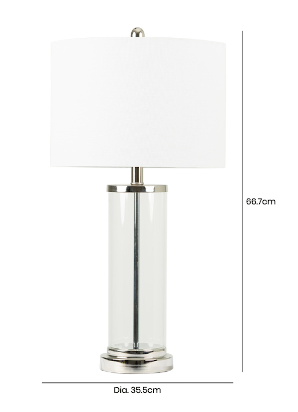 Clear Glass Table Lamp with White Linen Shade