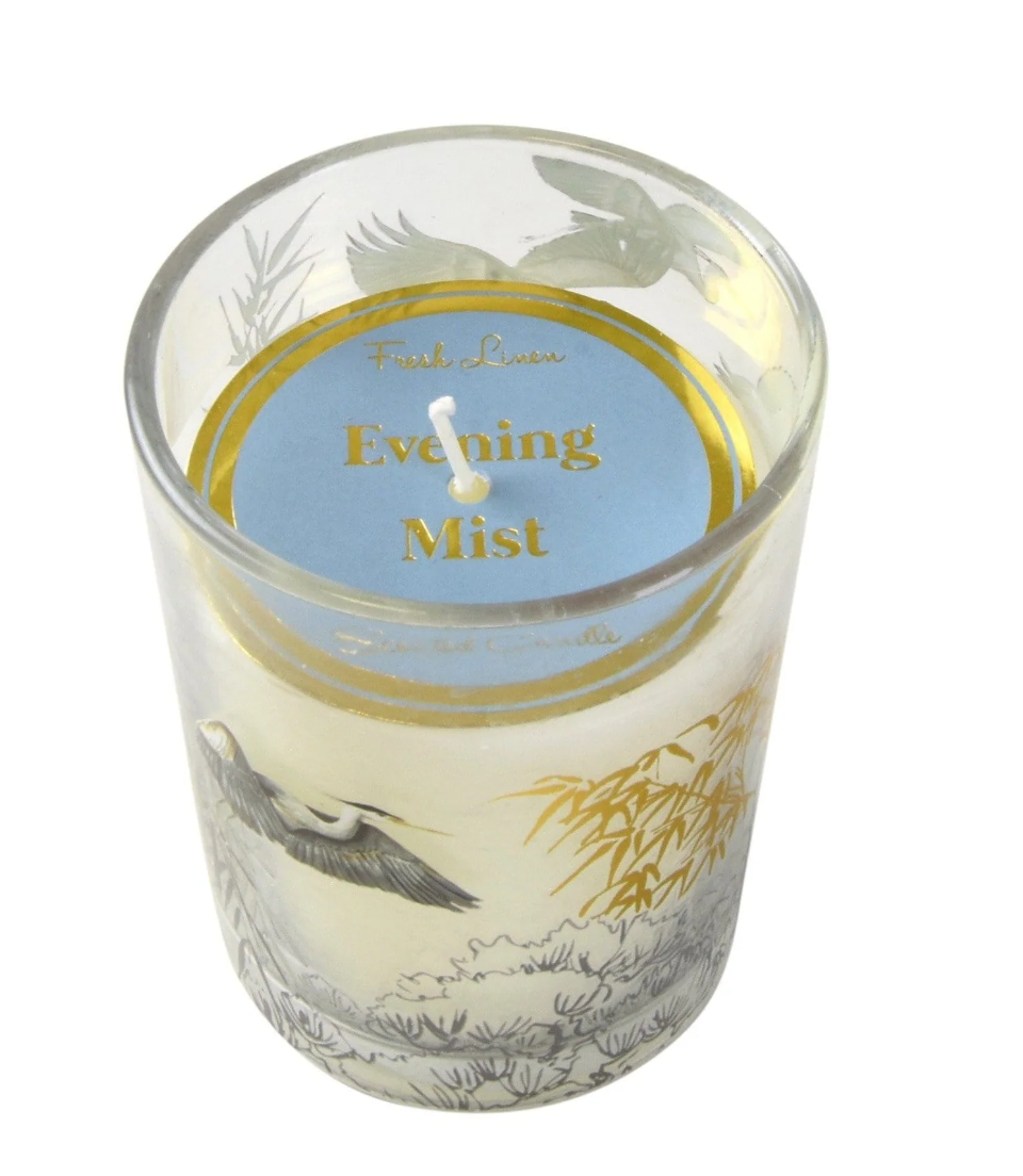 Evening Mist Candle Oriental Heron Design Clean Cotton Scent