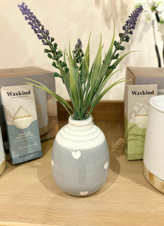 Heart Vase & Lavender Flowers