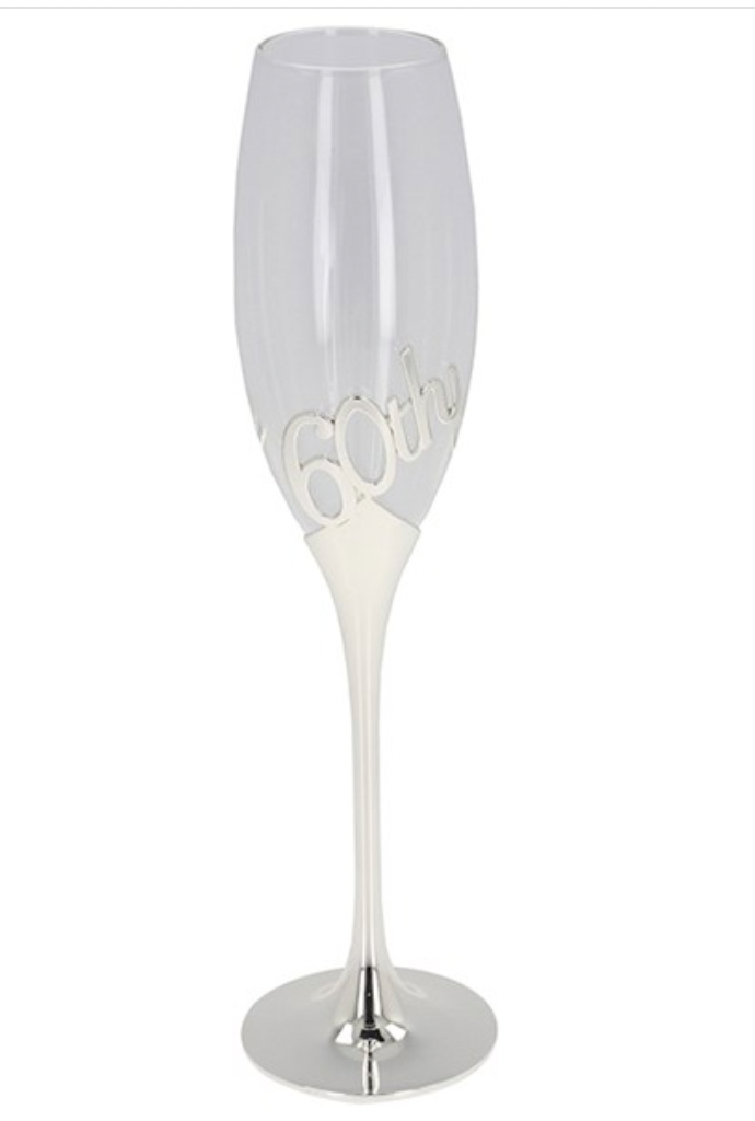 Silver Champagne Flute 60th Birthday