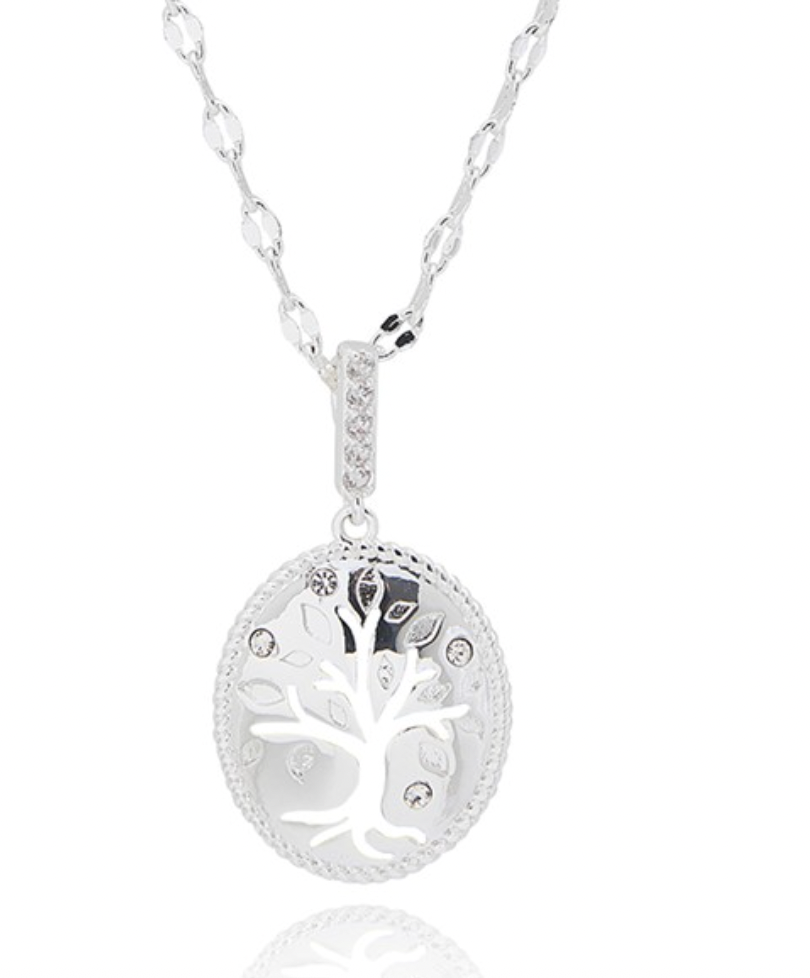 Tree of Life Silhouette Silver Plated Necklace