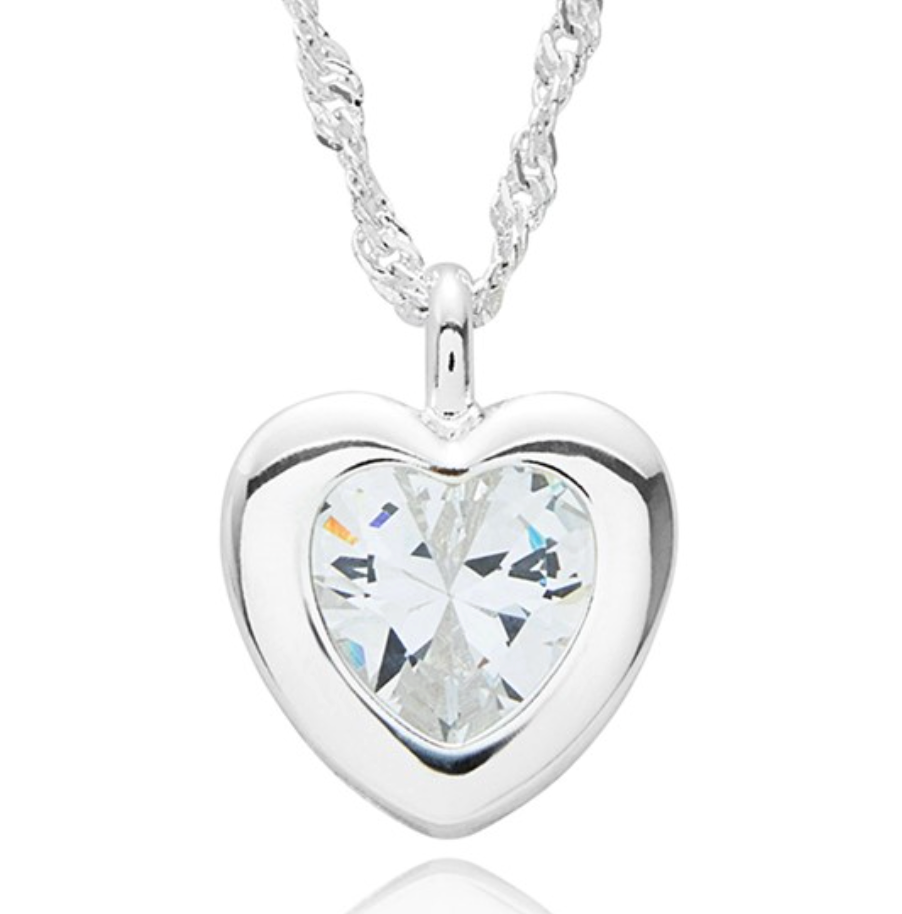 Eternal Solitaire Silver Plated Heart Necklace