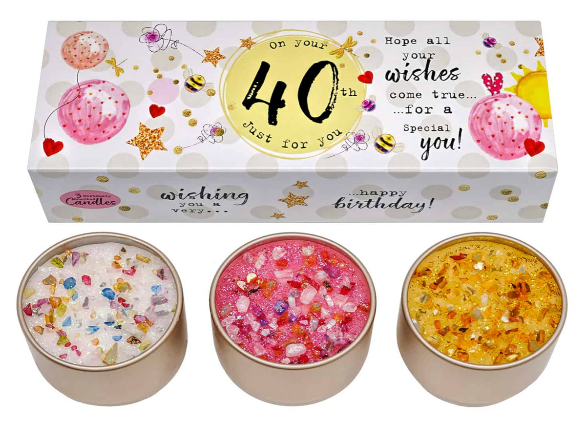 40TH Birthday Set Of 3 Scented Candles