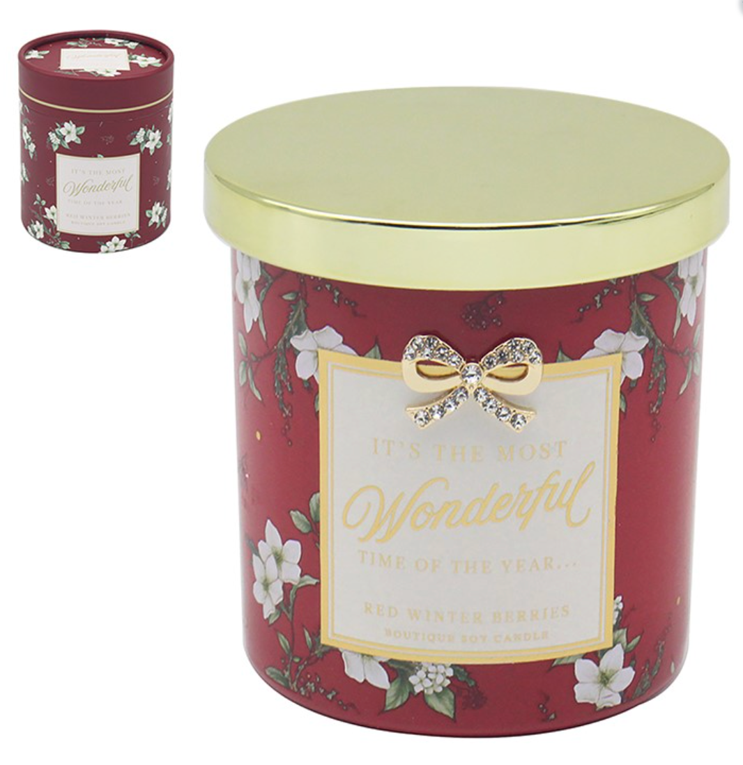 Its The Most Wonderful Candle Red Winter Berries