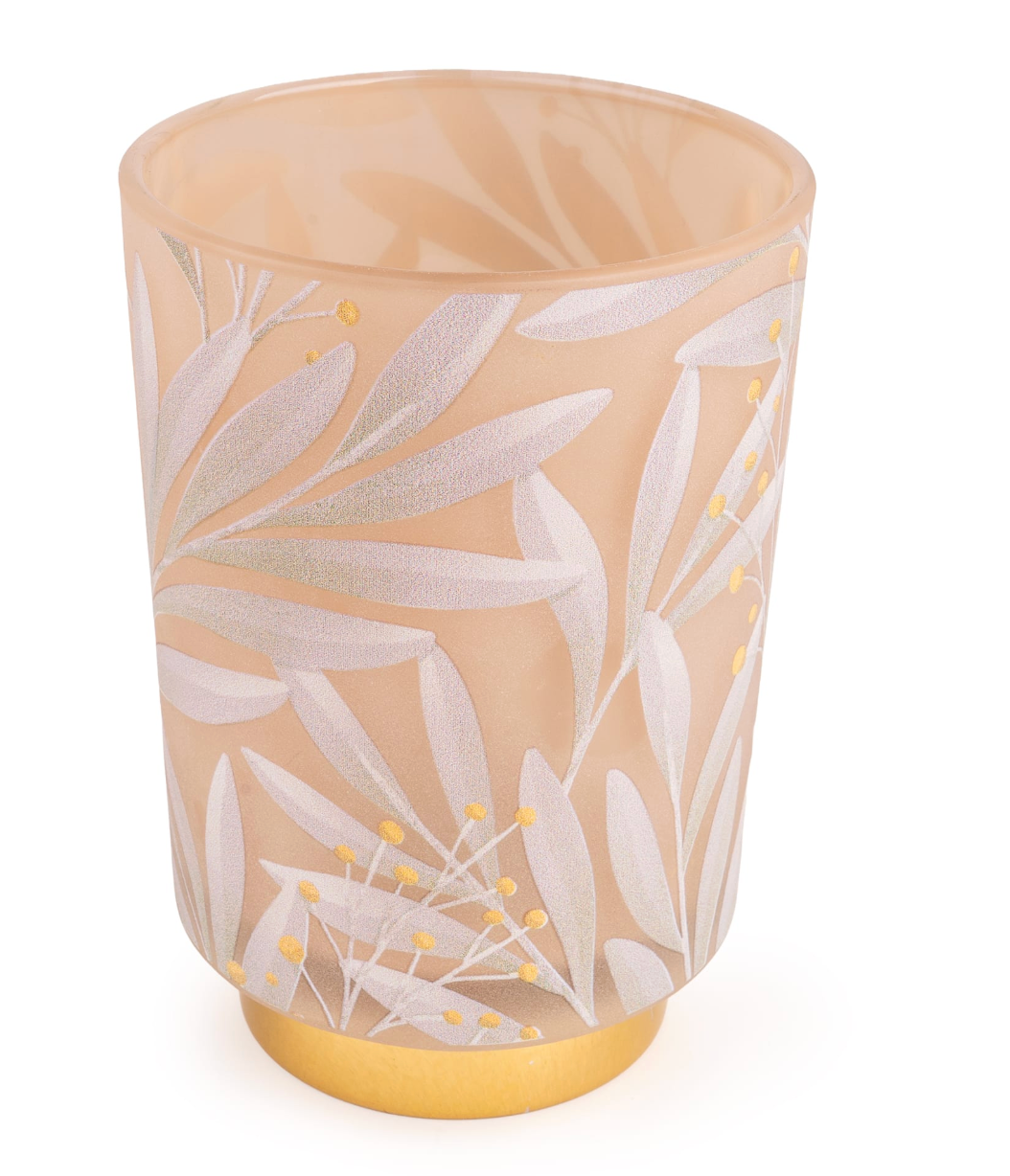LED Glass Lantern – Cream and Gold