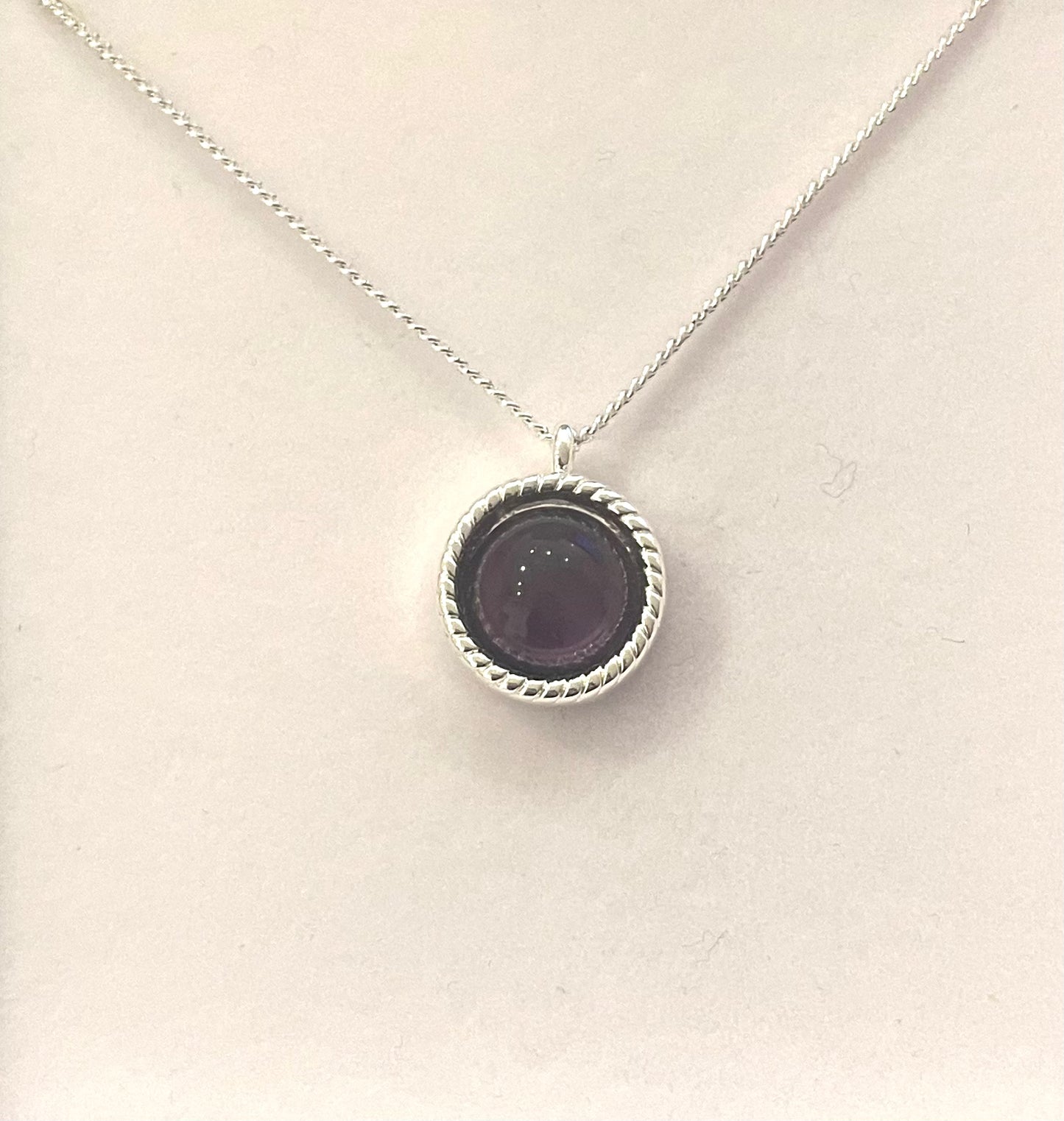 Amethyst Silver Plated Framed Necklace