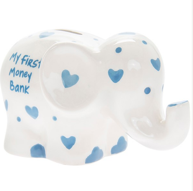 My First Elephant Money Box Blue Small (6589461987399)