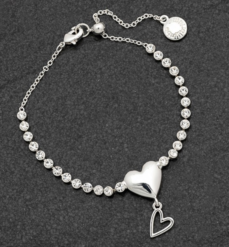 Silver Plated Sparkle Heart Bracelet