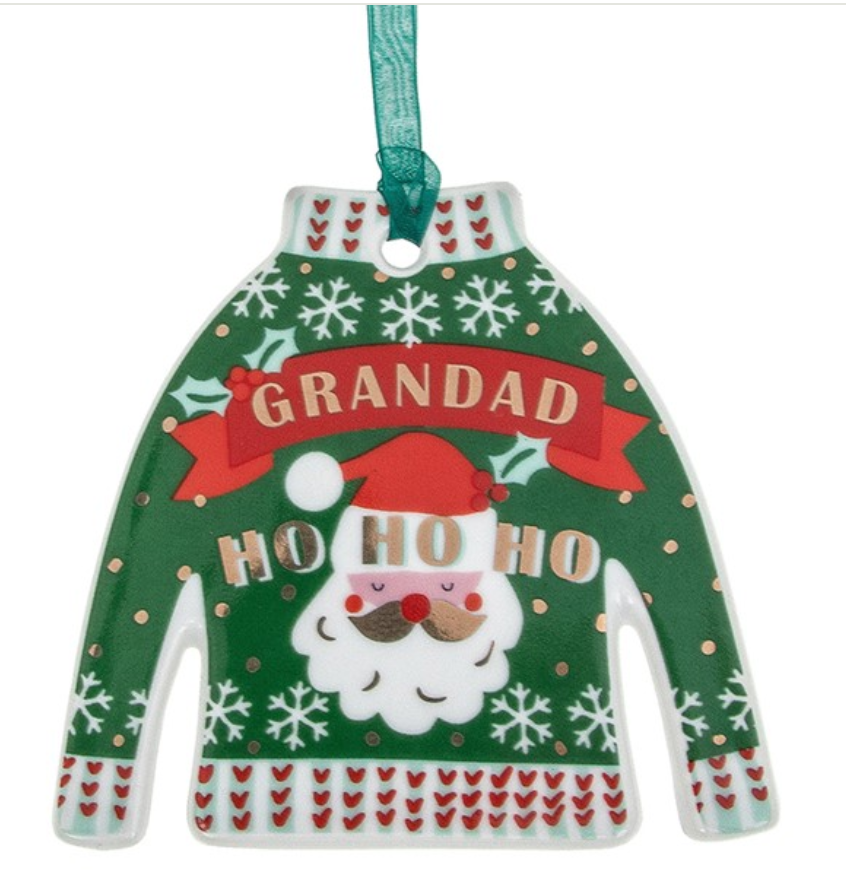 Xmas Jumper Hanging Decoration Grandad