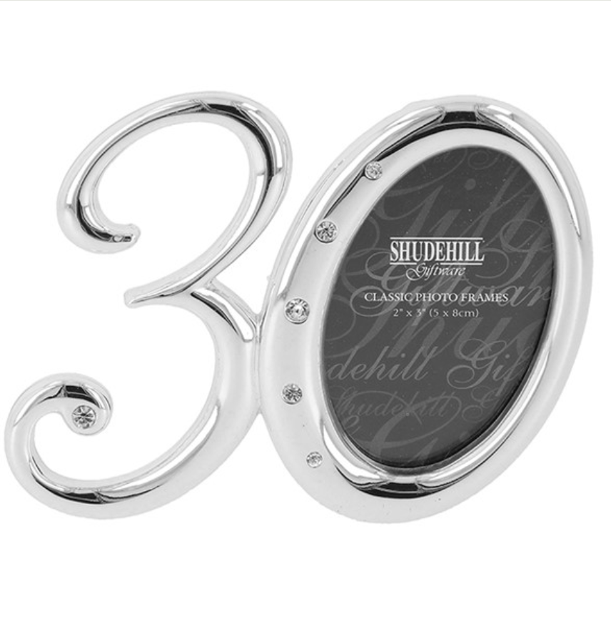 Silver Diamante Frame Birthday 30th