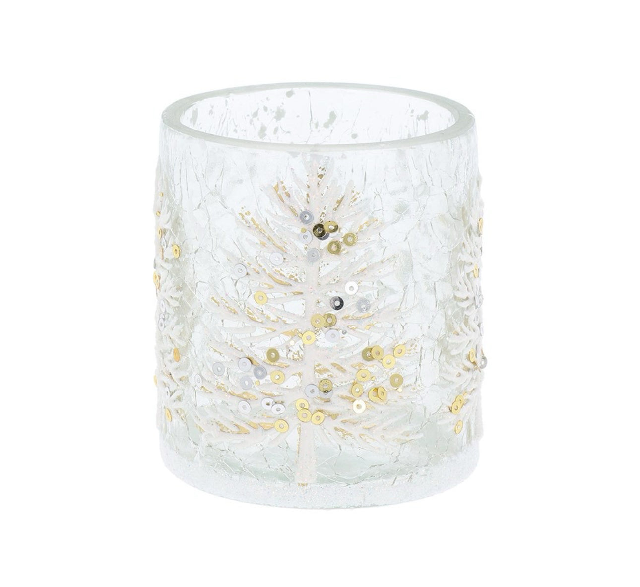 Xmas Crackle White Tree Tealight Small