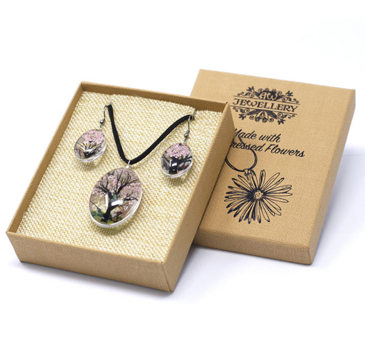 Pressed Flowers Tree of Life set Pink
