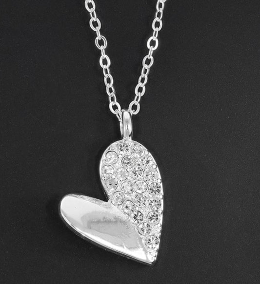 Silver Plated Two Halves Heart Necklace