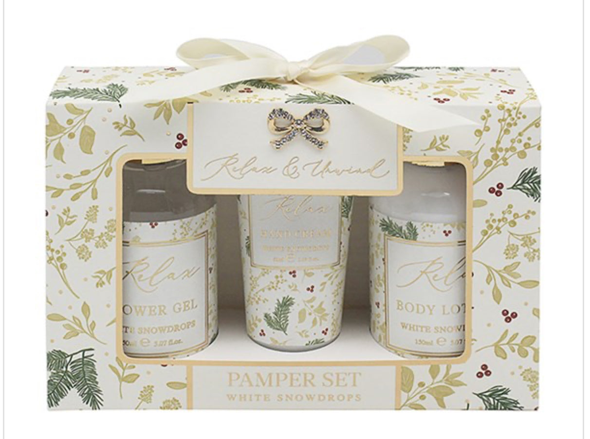 Christmas White Snowdrops Pamper Set