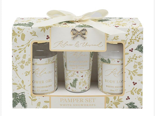 Christmas White Snowdrops Pamper Set