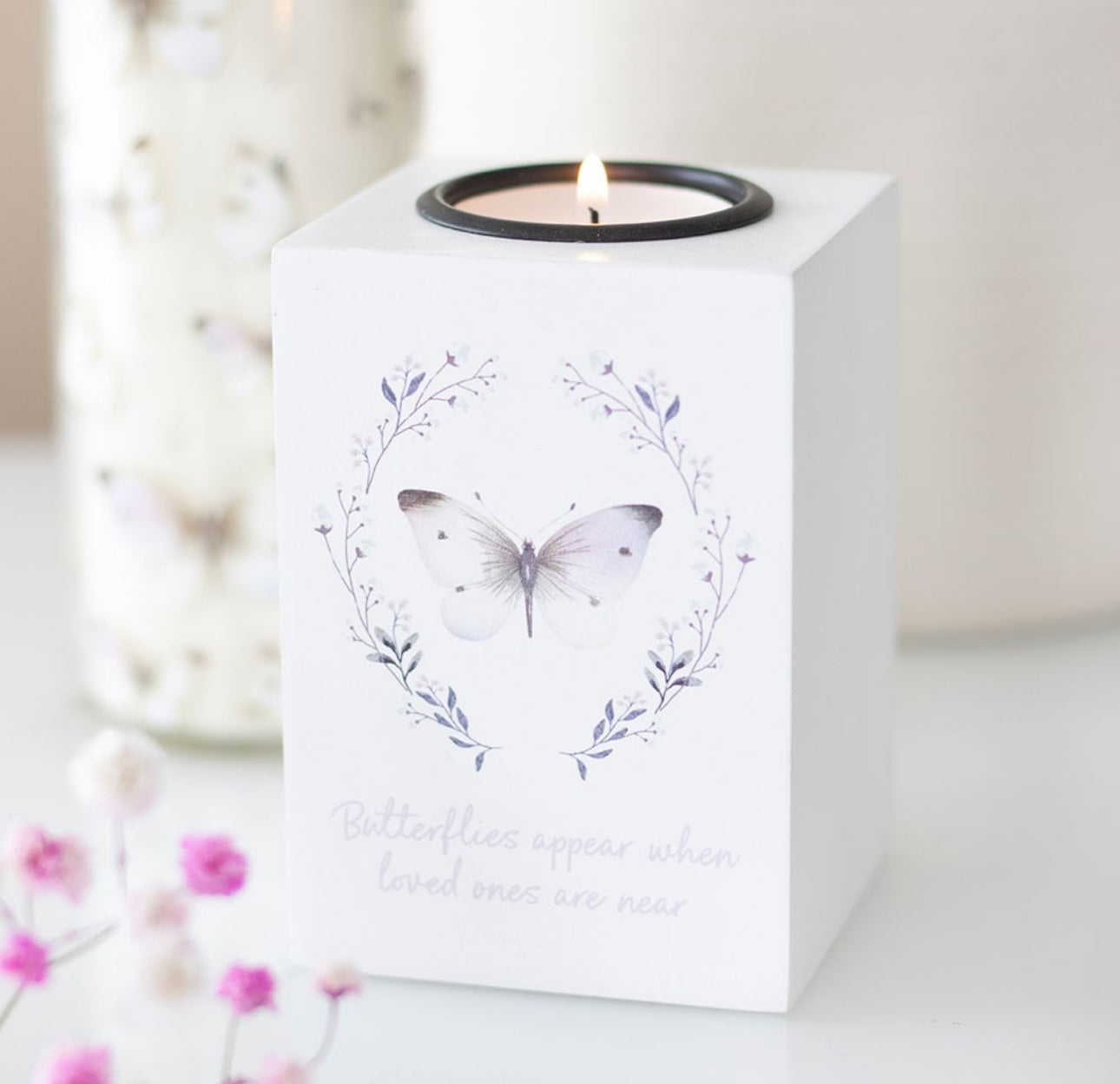 BUTTERFLIES APPEAR WHEN LOVED ONES TEALIGHT HOLDER