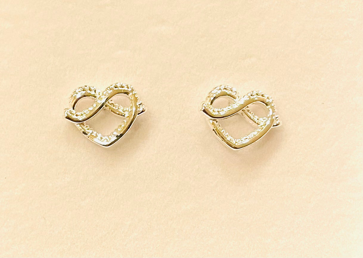 Love Knot Double Knot Silver Plated Earrings