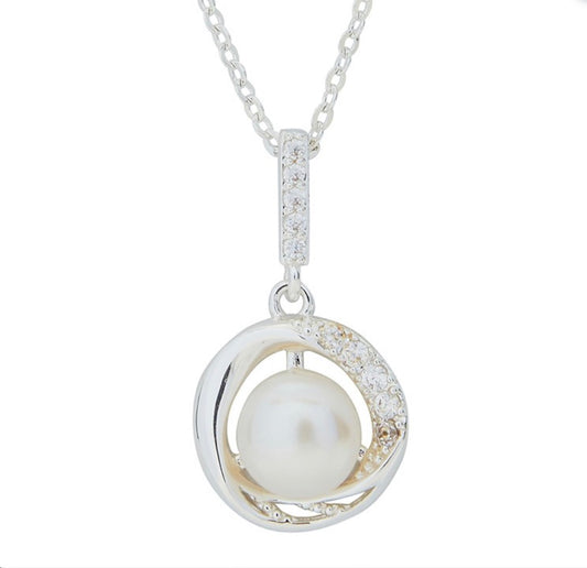 Freshwater Pearl Silver Plated Sparkle Necklace
