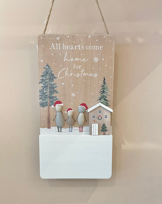PEBBLE FESTIVE FAMILY HANGING PLAQUE 30CM