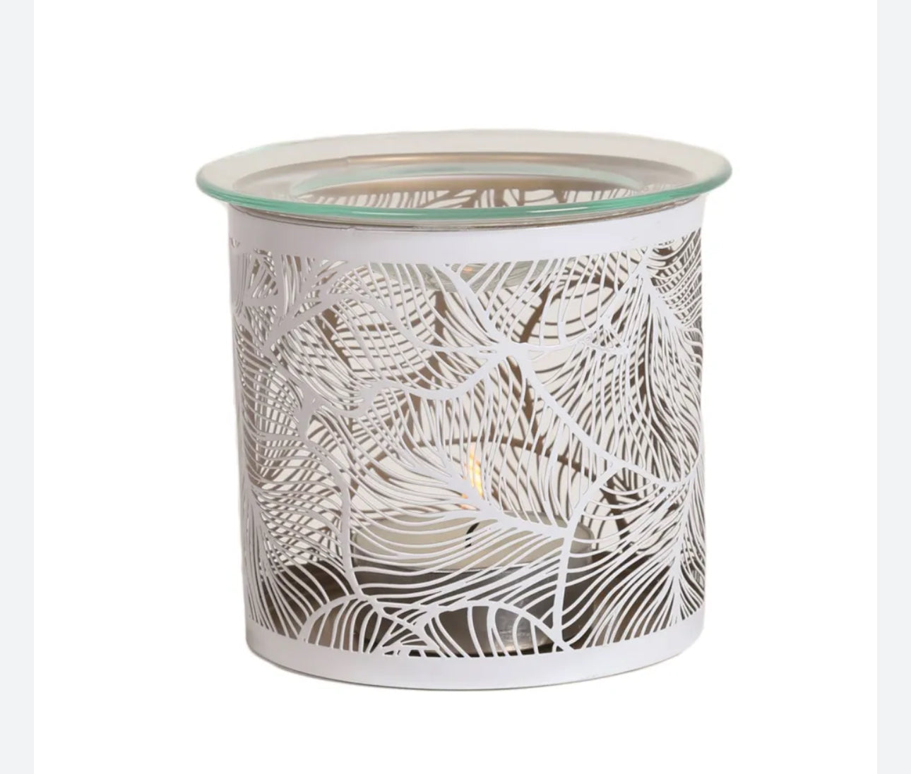 Tealight Wax Melter and Candle Holder - White Silhouette 10.5cm
