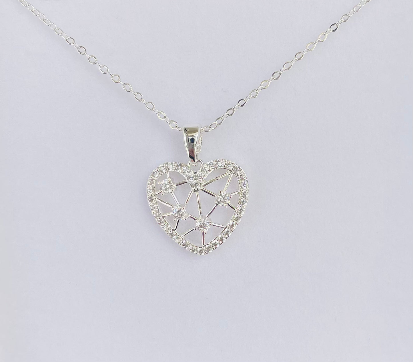 Filigree Silver Plated Delicate Heart Necklace