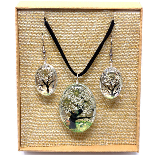 Pressed Flowers Tree of Life set White