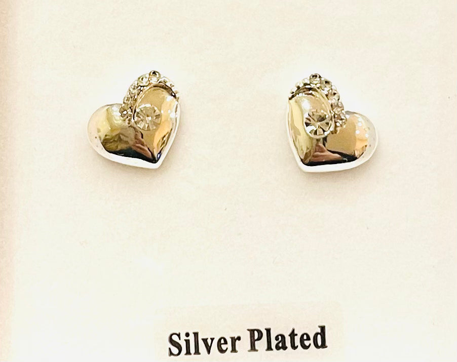 Silver Plated Twisted Heart Studs