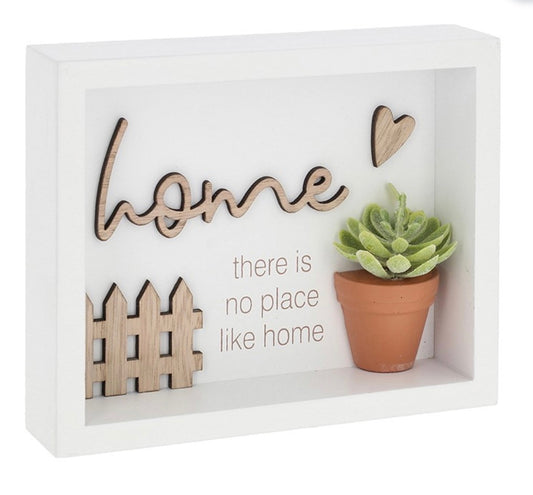 There Is No Place Like Home Plaque With Plant