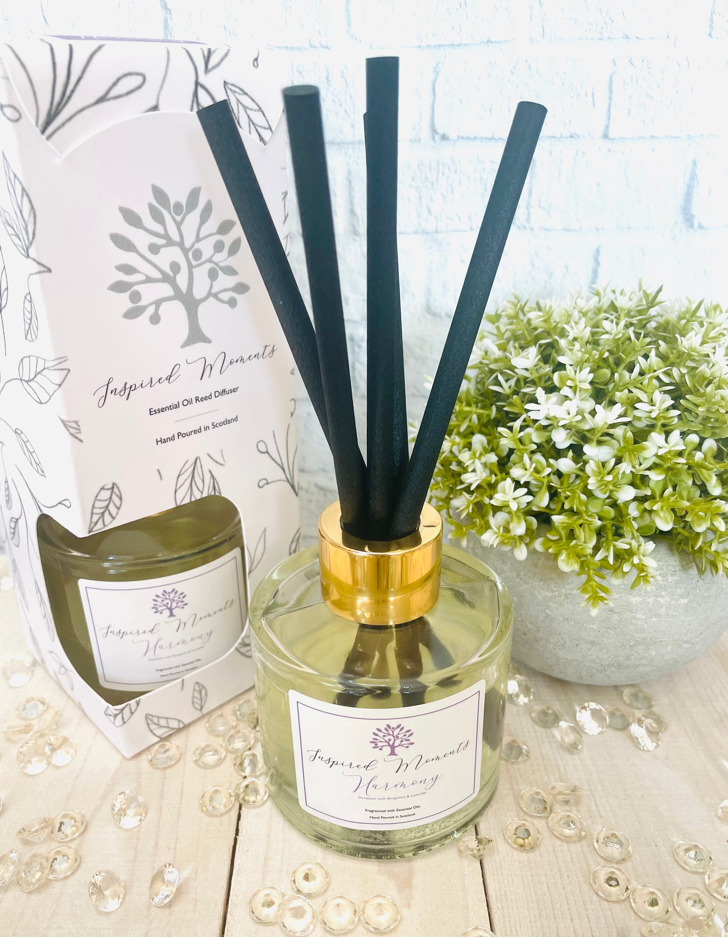 HARMONY DIFFUSER/CANDLE/REFILL GERANIUM WITH BERGAMOT & LAVENDER CANDLE